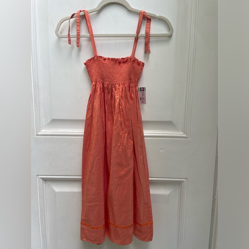 Calypso 100% Silk Dress New with Tags Girls Size 10 Apricot / Coral Color